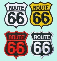 Aufnäher Patch Aufbügler Route 66 Wappen, Biker Triker Trucker USA Kutte Jacke