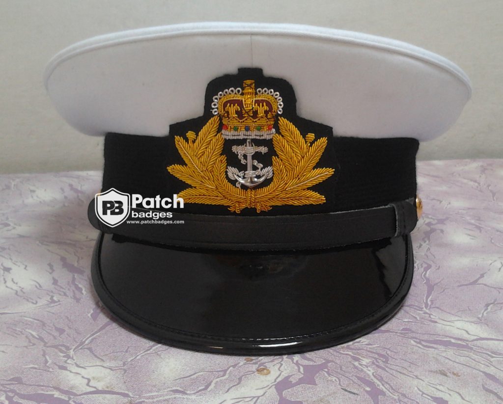White Embroidery Officer Cap – Custom Badge Uniform Cap