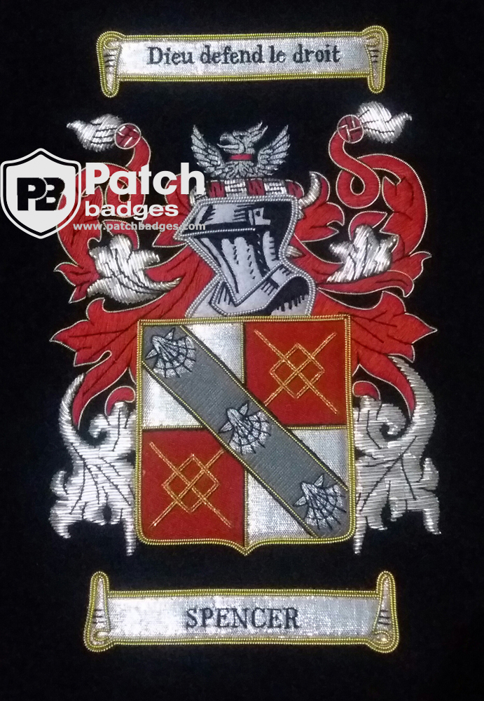 Custom Spencer Family Crest Coat of Arms Embroidery Patch