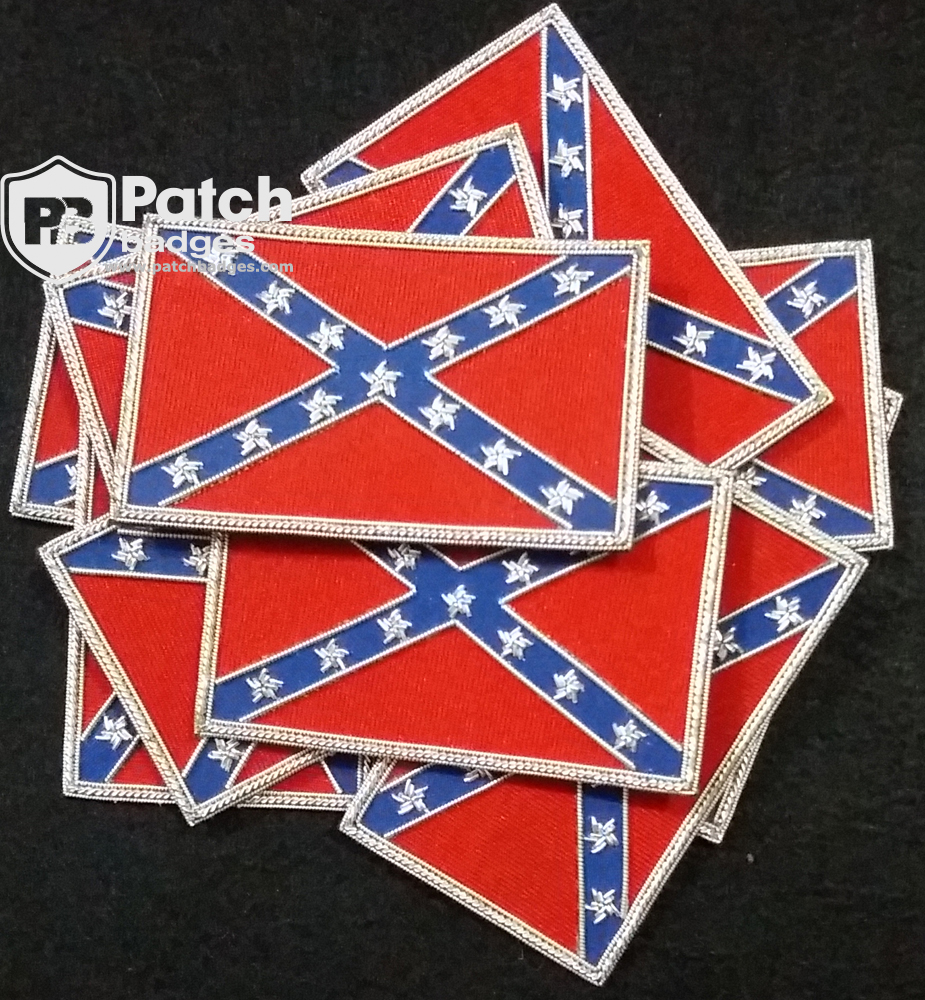 Bullion Wire Hand Embroidery Flag Patch: Custom Badge