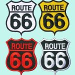 Route 66 Iron-On Patch, Biker Trucker Embroidery Badge