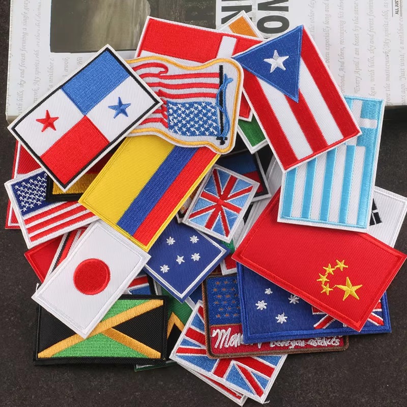 Machine Embroidered National Flag Series Ion on Patches
