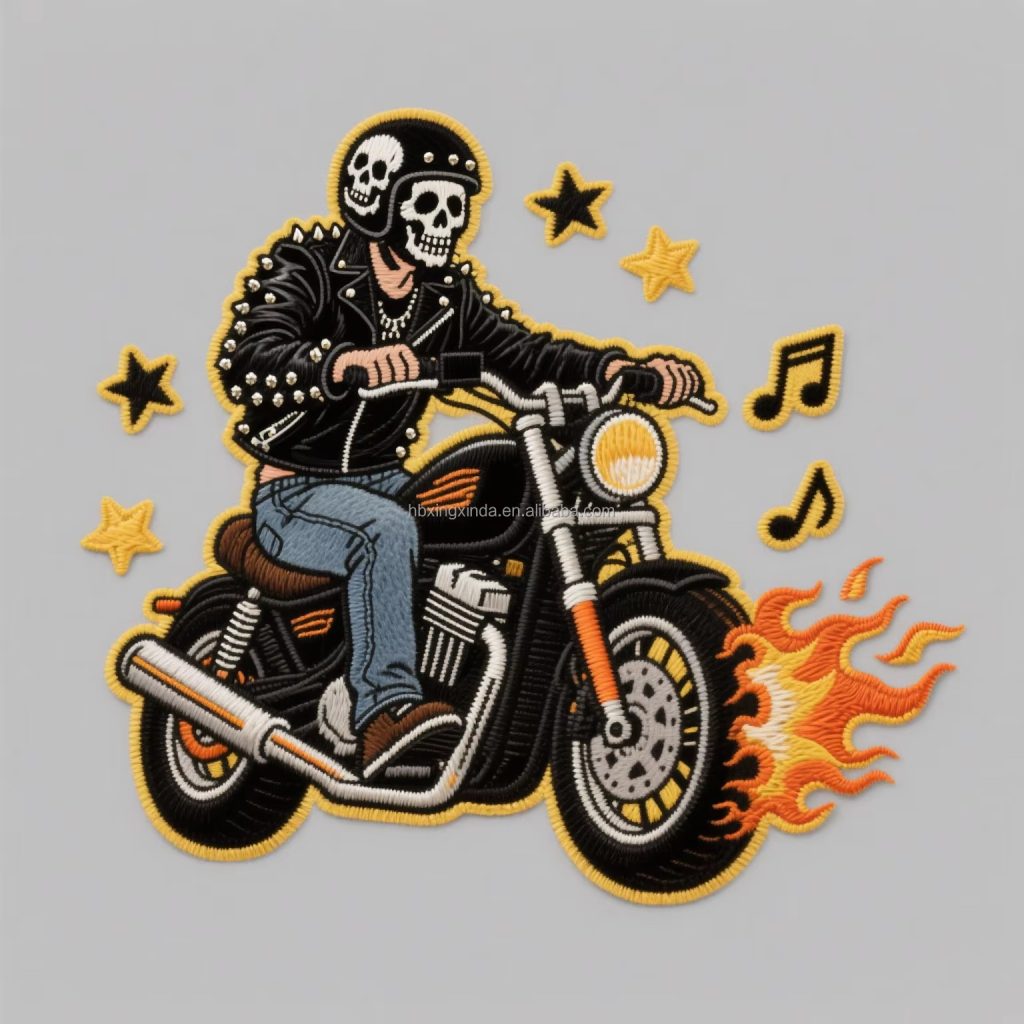 Rock-Style Embroidered Patch – Custom Logo Velcro Badge