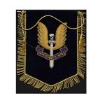 Gold Mylar Family Crest Banner – Hand Embroidered Coat of Arms with Magnet