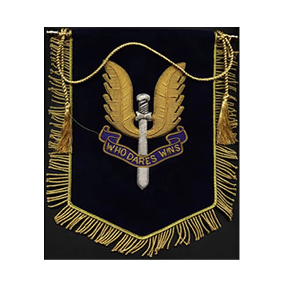 Gold Mylar Family Crest Banner – Hand Embroidered Coat of Arms with Magnet