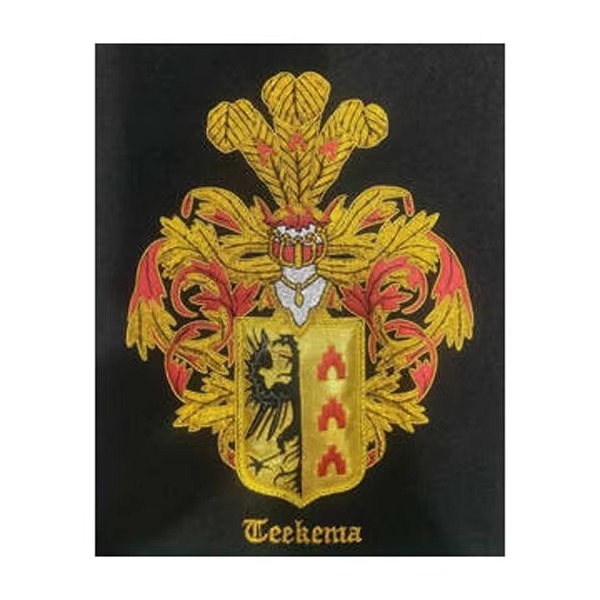 Customized Hand Embroidered Lace Family Crest – Bullion Wire Frame Badge